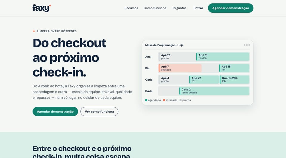 A página inicial da Faxy